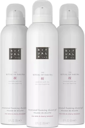Rituals Duschschaum The Ritual of Sakura Foaming Shower Gel Vorteilspack 3x 200 ml, Zarter Duft von Kirschblüten und cremiger Reismilch - Verkäufer: fortedina