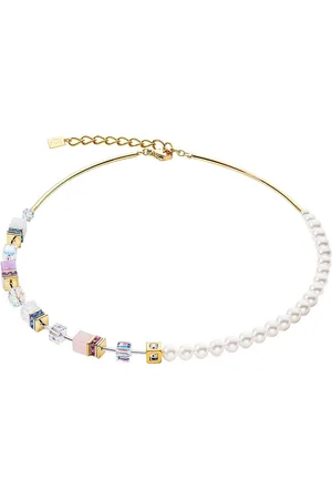 COEUR DE LION Collier Schmuck Edelstahl GeoCUBE® Precious Fusion Pearls Würfelkette, 5086/10, Made in Germany - mit Schmuckstein - mit Swarovski® Perle