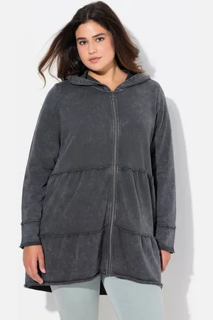 Ulla Popken Sweatjacke Long-Hoodiejacke Vintage-Look A-Linie Kapuze - Verkäufer: Popken Fashion Group