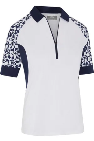 Callaway Poloshirt Golf PoloTwo-Tone Geometric 1/4 Zip Weiß/Navy Damen S - Verkäufer: Svens Golfshop GmbH
