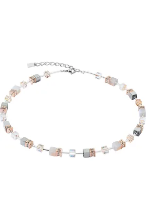 COEUR DE LION Collier Schmuck Edelstahl GeoCUBE® Iconic Precious Würfelkette, 4017/10, Made in Germany - mit Swarovski® Kristall, Strassstein, Schmuckstein