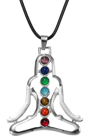 Firetti Kette mit Anhänger Schmuck Geschenk Messing Halskette Anhänger Edelsteine Chakra (Set, 9-tlg., inkl. Chakra-Edelsteinen), Made in Germany - mit Edelsteinen