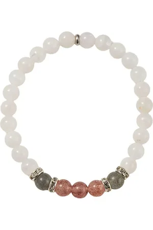 Firetti Armband Schmuck Geschenk Edelstahl Armschmuck Armkette Edelstein Perlen, Made in Germany - mit Labradorit, Strassstein, Quarz, Mondstein