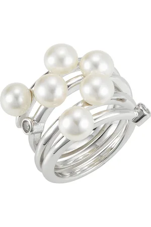 ADRIANA Perlenring Schmuck Geschenk Silber 925 Fingerring Ring Viareggio, V11, Made in Germany - mit Zirkonia (synth) - mit Süßwasserzuchtperle