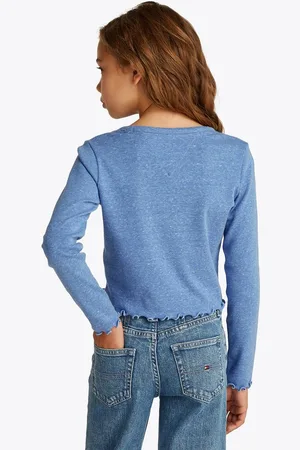 Tommy Hilfiger Langarmshirt SLUB KNIT TOP LS mit gewelltem Saum