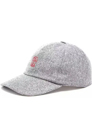 Brunello Cucinelli Baseball Cap Baseballkappe aus Schurwoll-Flanell mit Logo-Stickerei Rotes, gesticktes Wappen,Lederlasche mit VELCRO®-Verschluss - Verkäufer: eldigo