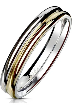 Bungsa Fingerring Ring doppelreihig zweifarbig gold/silber aus Edelstahl Unisex (Ring, 1-tlg), Damen Herren - Verkäufer: