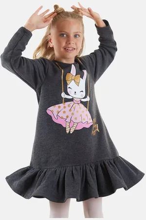 Denokids Shirtkleid Glitter Rabbit mit Kaninchen-Print