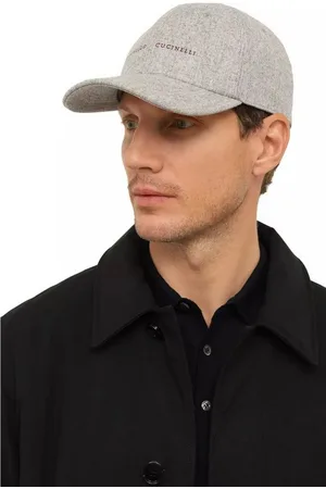 Brunello Cucinelli Baseball Cap Baseballkappe aus Schurwolle und Leder verstellbarer Lederriemen, Rotes Logo-Stickerei - Verkäufer: eldigo