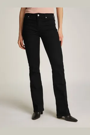 Tommy Hilfiger Bootcut-Jeans Bootcut Regular Waist mittlere normale Leibhöhe, mit Bügelfalten, mit Nieten