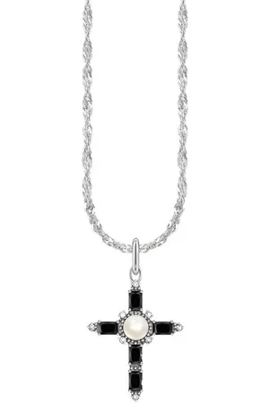 Thomas Sabo Kette mit Anhänger Cross Romance, KE2296-167-11-L45V, -14-L45V, KE2296-445-14-L45V, mit Zirkonia (synth) - mit Süßwasserzuchtperle