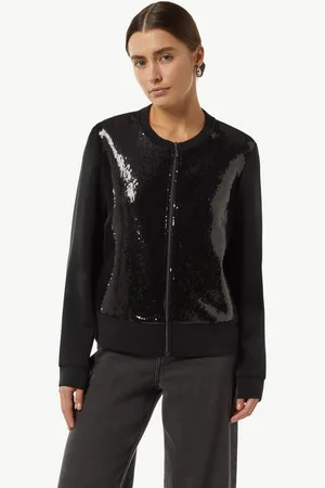 Comma, Sweatjacke Sweat-Jacke mit Pailletten-Besatz Reißverschluss - Verkäufer: s.Oliver