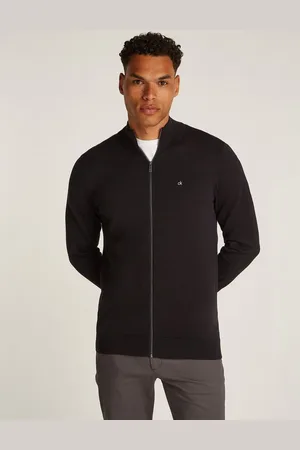 Calvin Klein Stehkragenpullover COTTON SILK BLEND ZIP JACKET mit Logoprint