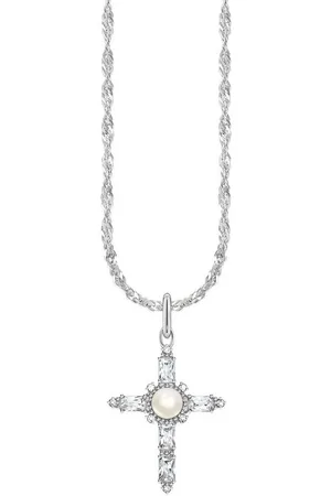 Thomas Sabo Kette mit Anhänger Cross Romance, KE2296-167-11-L45V, -14-L45V, KE2296-445-14-L45V, mit Zirkonia (synth) - mit Süßwasserzuchtperle