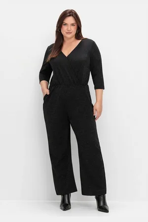 Sheego Jumpsuit Große Größen in Wickeloptik, mit Glitzergarn