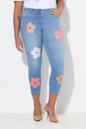 Miamoda Regular-fit-Jeans Skinny-Jeans 3D-Blüten 5-Pocket - Verkäufer: Popken Fashion Group