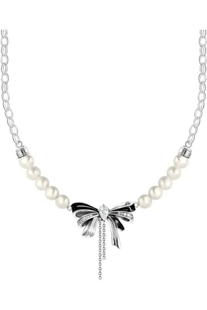 Thomas Sabo Kette mit Anhänger Schleifen-Kette mit Perlen Lovely Romance, KE2295-167-11-L45V, mit Zirkonia (synth) - mit Süßwasserzuchtperle