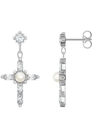 Thomas Sabo Paar Ohrhänger Cross Romance, Kreuz, H2312-167-11, H2312-167-14, mit Zirkonia (synth) - mit Süßwasserzuchtperle