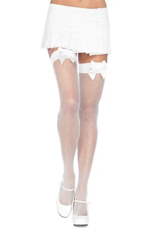 Leg Avenue Overknees Halterlose Netzstrümpfe mit Schleife Unverzichtbares Accessoire für Damen, vielseitig kombinierbares Kost - Verkäufer: MASKWORLD