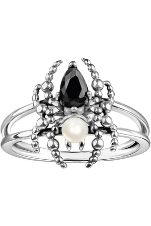 Thomas Sabo Fingerring Spider Romance, Spinnen-Optik, TR2480-167-7-52-60, mit Zirkonia (synth) - mit Süßwasserzuchtperle