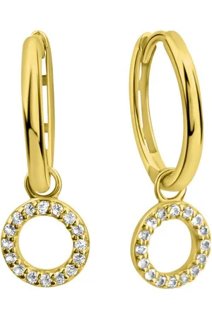 ELLEN K. Paar Creolen 585/- Gelbgold Weißtopas