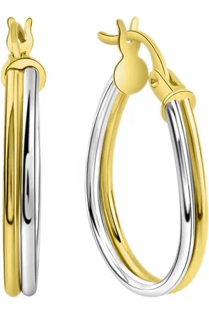 ELLEN K. Paar Creolen 375/- Gelbgold bicolor 2rhg. glanz