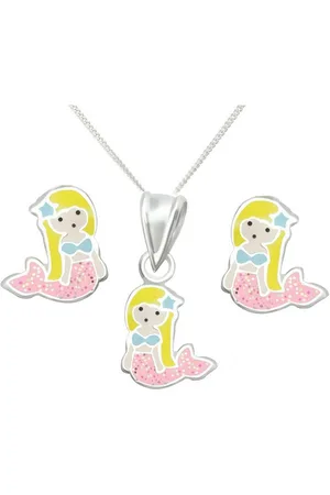 schmuck23 Ohrstecker-Set Anhänger mit Kette Kinder Ohrringe Meerjungfrau 925 Silber Schmuckset (Set, Anhänger mit Kette und Ohrringen), Mädchen Kinderschmuck echte Silberohrringe - Verkäufer: