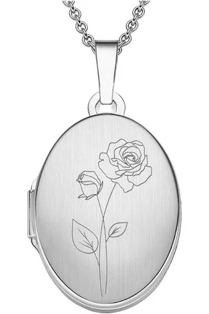 Amoonic Amulett Medaillon Oval Gravur Geburtsblume zum Öffnen für Bilder Silber 925 (inkl. Schmucktäschchen), Anhänger aufklappbar befüllbar Foto Gravur Geburtsblume Juni - Verkäufer:
