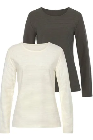 Lascana Langarmshirt mit Streifenstruktur (2er-Pack) aus weicher Baumwoll-Qualität