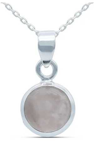 mantraroma Kette mit Anhänger MIALE rund aus 925 Silber mit Rosenquarz (Kettenanhänger uns Kette), 925 Sterling Silber Ketten mit Kettenanhänger für Damen - Verkäufer: