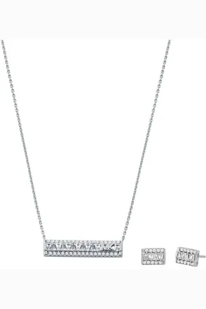 Michael Kors Ohrring und Ketten Set PREMIUM, TAPERED BAGUETTE BAR, MKC1688SET (Set, 3-tlg), mit Zirkonia (synth)