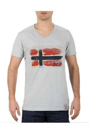 Geographical Norway T-Shirt Casual Kurzarm Shirt bajoasis Men Light Grey L im Used Look - Verkäufer: bans24
