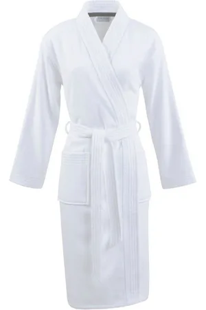 Carl Ross Unisex-Bademantel 41110, Midilänge, Walkfrottier, Kimono-Kragen, Gürtel, Midilänge