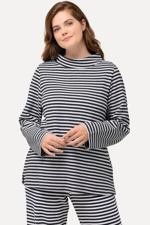 Ulla Popken Sweatshirt Sweatshirt Strukturringel Stehkragen Langarm - Verkäufer: Popken Fashion Group