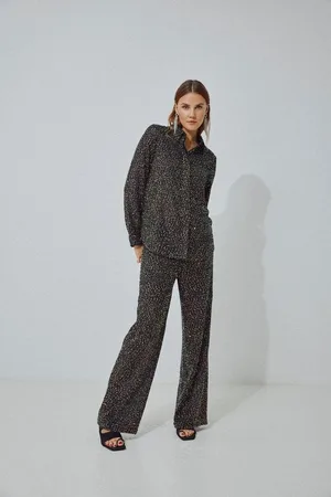 VILA Stoffhose Pailletten Stoff Hose weite Elegante Marlene Pants VISCARA VIVARONE HW WIDE PANT - NOOS - Verkäufer: ARIZONAS