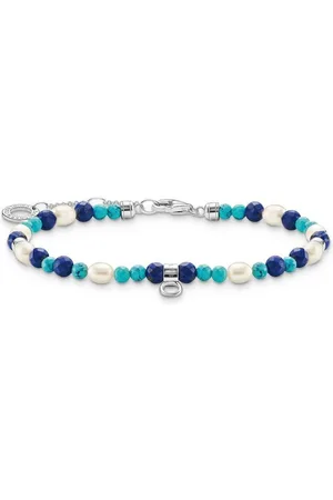 Thomas Sabo Armband blaue Steine und Perlen, A2064-775-7-L19V, mit Süßwasserzuchtperle