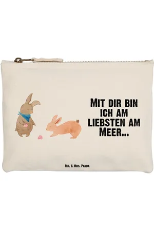 Mr. & Mrs. Panda Kosmetiktasche Hasen Muschel Größe M - - Geschenk, Makeup, Kosmetiktasche, Freu (1-tlg), Farbenfrohes Inneres - Verkäufer:
