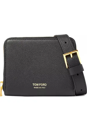Tom Ford Umhängetasche Geldbörse Clutch Tasche mit abnehmbaren Hänger, Vollnarbigem Leder, goldfarbenen Akzenten, Zip-Around-Verschluss - Verkäufer: eldigo