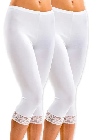 Hermko Caprileggings 5722 2er Pack Damen 3/4-Leggings mit Spitze - Verkäufer: