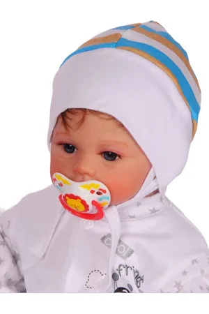 La Bortini Erstlingsmütze Mütze für Neugeborene Babymütze Baby Haube in türkis gestreift aus reiner Baumwolle, 32 34 36 38 40 42 44 - Verkäufer: A&O Baby-und Kindermoden