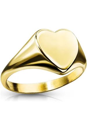 Bungsa Fingerring Ring Siegelring flaches Herz Gold Edelstahl Damen (1 Ring) - Verkäufer: