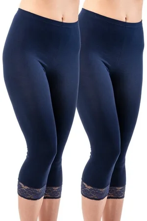 Hermko Caprileggings 5722 2er Pack Damen 3/4-Leggings mit Spitze - Verkäufer: