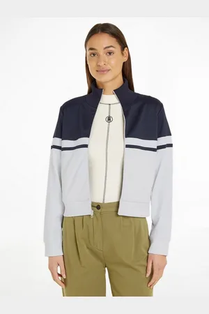Tommy Hilfiger Sweatjacke BLOCKED STRIPE REG ZIPTHRU HWK mit Logostickerei