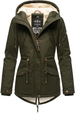 Marikoo Winterjacke Manolya stylischer Kurzmantel mit weichem Teddyfell-Futter