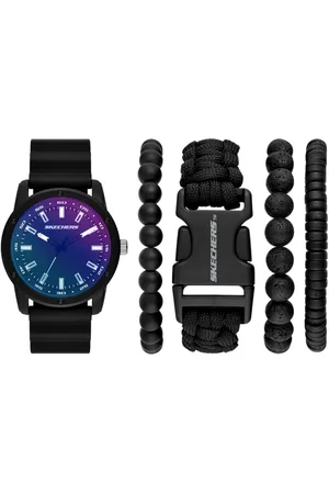 Skechers Quarzuhr LASER CRYSTAL SET SR9083, (Set, 5-tlg., mit 4 dazu passenden Schmuckarmbändern), Armbanduhr, Herrenuhr, ideal auch als Geschenk, analog
