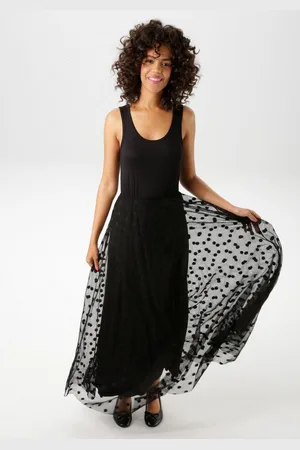 Aniston Maxikleid mit getupften Mesh verziertem Rockteil - NEUE KOLLEKTION