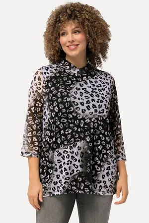 Ulla Popken Longshirt Mesh-Shirt A-Linie Stehkragen 3/4-Arm - Verkäufer: Popken Fashion Group