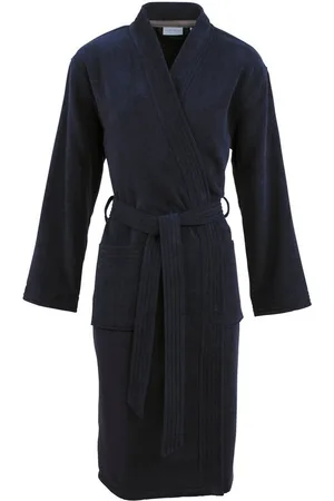 Carl Ross Unisex-Bademantel 41110, Midilänge, Walkfrottier, Kimono-Kragen, Gürtel, Midilänge