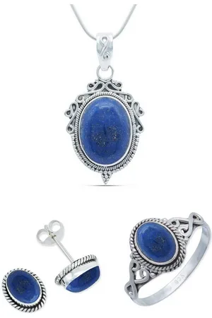 mantraroma Schmuckset 925er Silber mit Lapis Lazuli (Schmuckset aus 925 Silber) - Verkäufer: