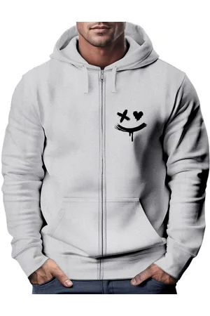 Neverless Sweatjacke Herren Sweatjacke mit Kapuze Print Drippy Smile Zip-Hoodie Männer - Verkäufer: Akowi